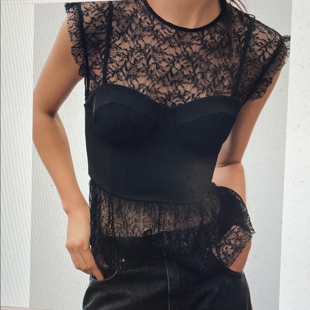 Zara Black Lace Bustier Top